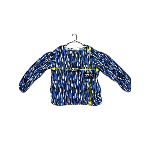 Worthington Long Sleeve Blouse Blue White Plus Sz 2X Abstract Print Stretch - Picture 10 of 11